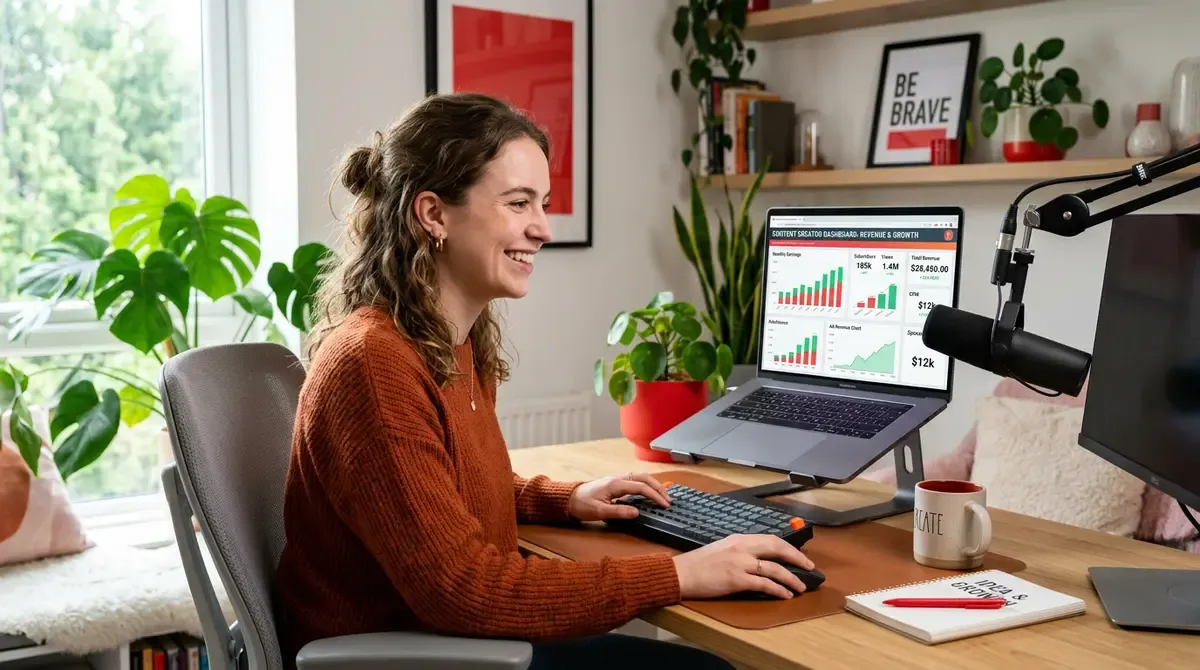 Créatrice regardant ses revenus